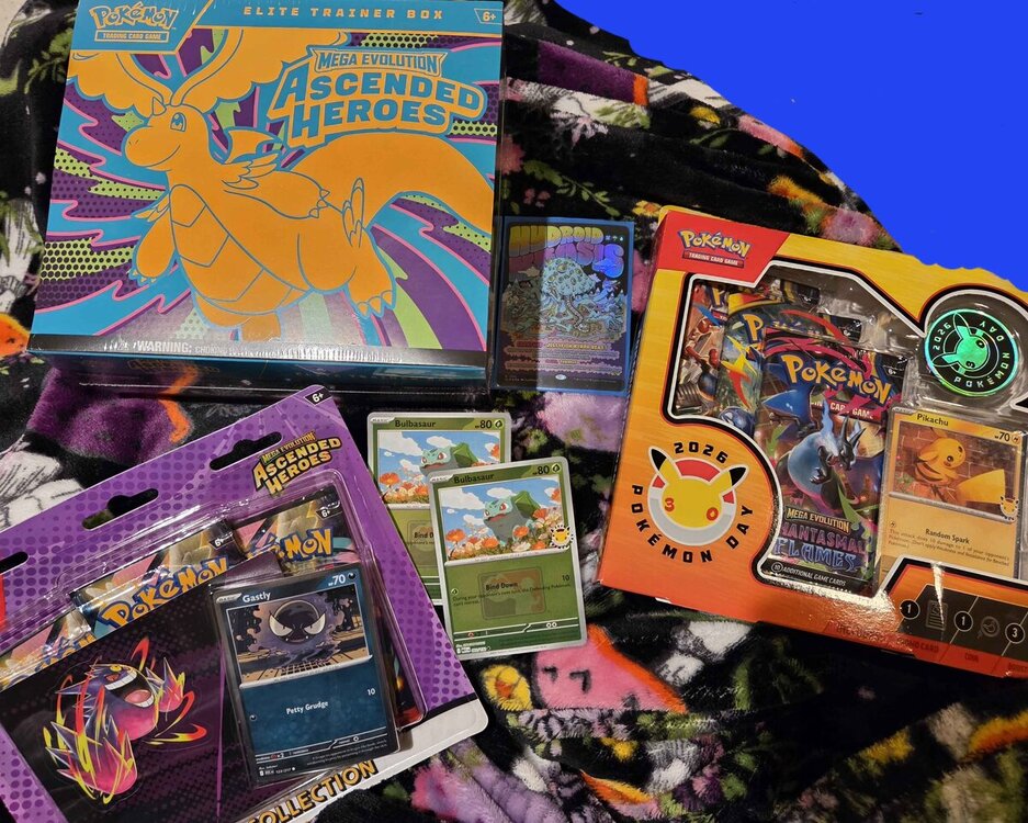 Ascended Heroes ETB, Ascended Heroes Tech Sticker Blister (Gastly) and 30th Anniversary Pokemon Day  Box
